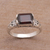 Garnet single stone ring, 'Padang Galak Beauty' - Garnet and Silver Floral Single Stone Ring from Bali (image 2b) thumbail