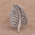 Sterling silver cocktail ring, 'Two-Sided' - Sterling Silver Leaf Cocktail Ring from Bali (image 2b) thumbail