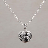 Sterling silver pendant necklace, 'Embraced by Love'