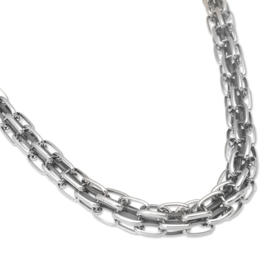 Sterling silver chain necklace, 'Glistening Power' - Handcrafted Sterling Silver Chain Necklace from Bali