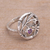Amethyst and garnet cocktail ring, 'Dragonfly Portal' - Hand Made Sterling Silver Garnet and Amethyst Ring from Bali (image 2) thumbail