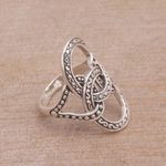 Sterling silver cocktail ring, 'Confluence' - Artisan Crafted Silver Cocktail Ring with Oxidized Accents