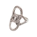 Sterling silver cocktail ring, 'Confluence' - Artisan Crafted Silver Cocktail Ring with Oxidized Accents