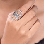 Sterling silver cocktail ring, 'Confluence' - Artisan Crafted Silver Cocktail Ring with Oxidized Accents