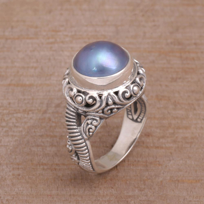 Cultured pearl cocktail ring, Seaside Glow