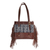 Leather and cotton ikat shoulder bag, 'Muria Primitive' - Cotton Ikat and Leather Shoulder Bag with Fringe
