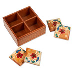Wood decorative box, 'Javanese Memory' - Floral Batik Wood Decorative Box from Indonesia