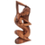 Wood sculpture, 'Summer Shower' - Hand Carved Suar Wood Sculpture of Artistic Nude (image 2b) thumbail