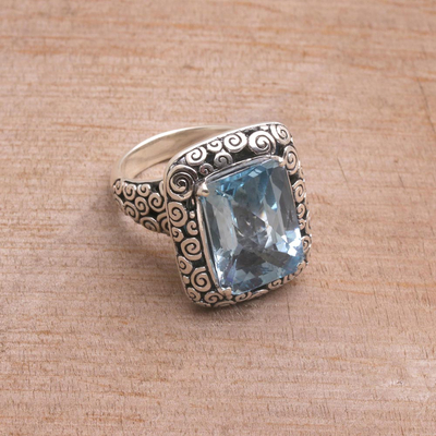 Blue topaz cocktail ring, Water Temple