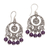 Amethyst chandelier earrings, 'Raining Victory' - Amethyst and Sterling Silver Chandelier Earrings from Bali (image 2a) thumbail