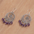 Amethyst chandelier earrings, 'Raining Victory' - Amethyst and Sterling Silver Chandelier Earrings from Bali (image 2d) thumbail
