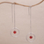 Carnelian threader earrings, 'Soulful Rings' - Carnelian and Sterling Silver Threader Earrings form Bali