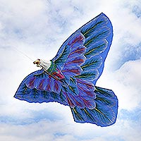 Nylon kite, 'Bald Eagle' - Hand-Painted Nylon Bald Eagle Kite from Bali