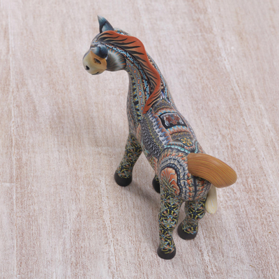 Polymer clay sculpture, 'Vibrant Horse' (5.5 inch) - Handcrafted Polymer Clay Horse Sculpture (5.5 Inch)