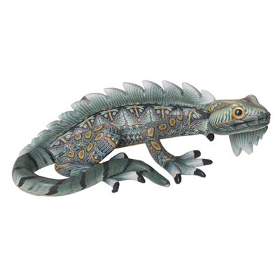 Escultura de arcilla polimérica, (5,5 pulgadas) - Escultura de iguana de arcilla polimérica hecha a mano (5,5 pulgadas)