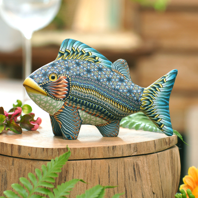 Polymer clay sculpture, 'Bali Fish' (5.75 inch) - Handcrafted Polymer Clay Fish Sculpture (5.75 Inch)