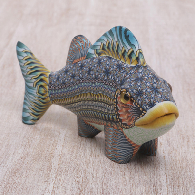 Handcrafted Polymer Clay Fish Sculpture (5.75 Inch), 'Bali Fish