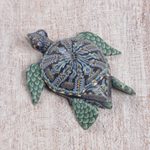 Polymer clay sculpture, 'Vibrant Sea Turtle' (2.6 inch) - Polymer Clay Sea Turtle Sculpture (2.6 inch) from Bali