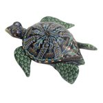 Polymer clay sculpture, 'Vibrant Sea Turtle' (2.6 inch) - Polymer Clay Sea Turtle Sculpture (2.6 inch) from Bali
