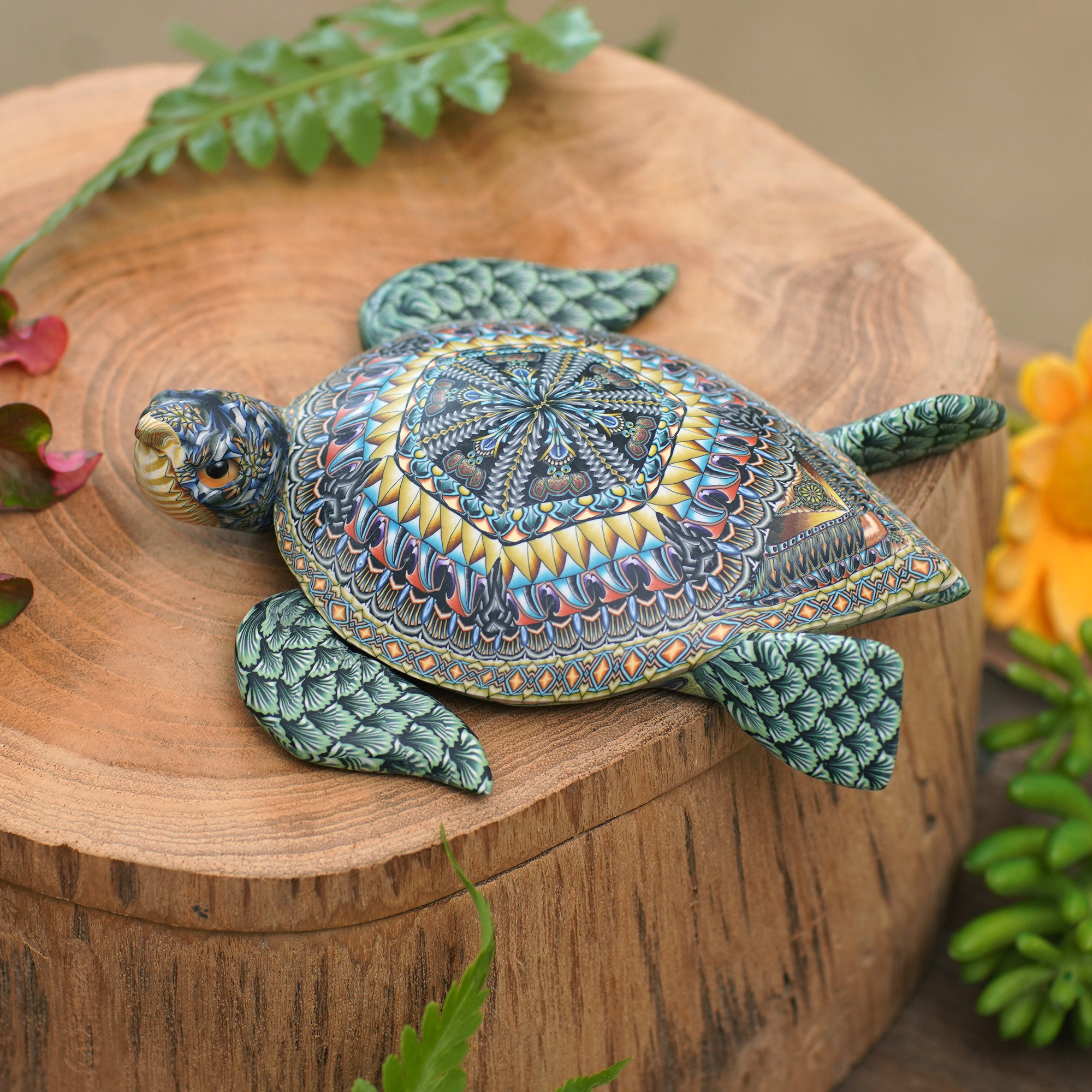 Polymer Clay Sea Turtle Sculpture (4.5 Inch) from Bali - Vibrant Sea ...