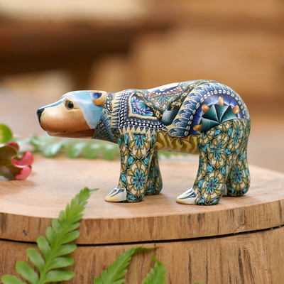 Escultura de arcilla polimérica - Escultura de oso polar bebé de arcilla polimérica de colores de Bali