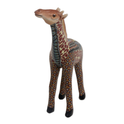Polymer clay sculpture, 'Vibrant Giraffe' (5 inch) - Handmade Polymer Clay Giraffe Sculpture (5 Inch) from Bali