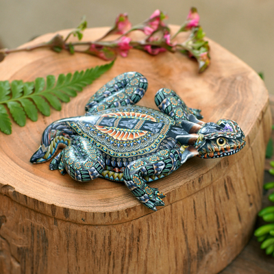 Escultura de arcilla polimérica, (6 pulgadas) - Escultura de lagarto de arcilla polimérica hecha a mano (6 pulgadas)