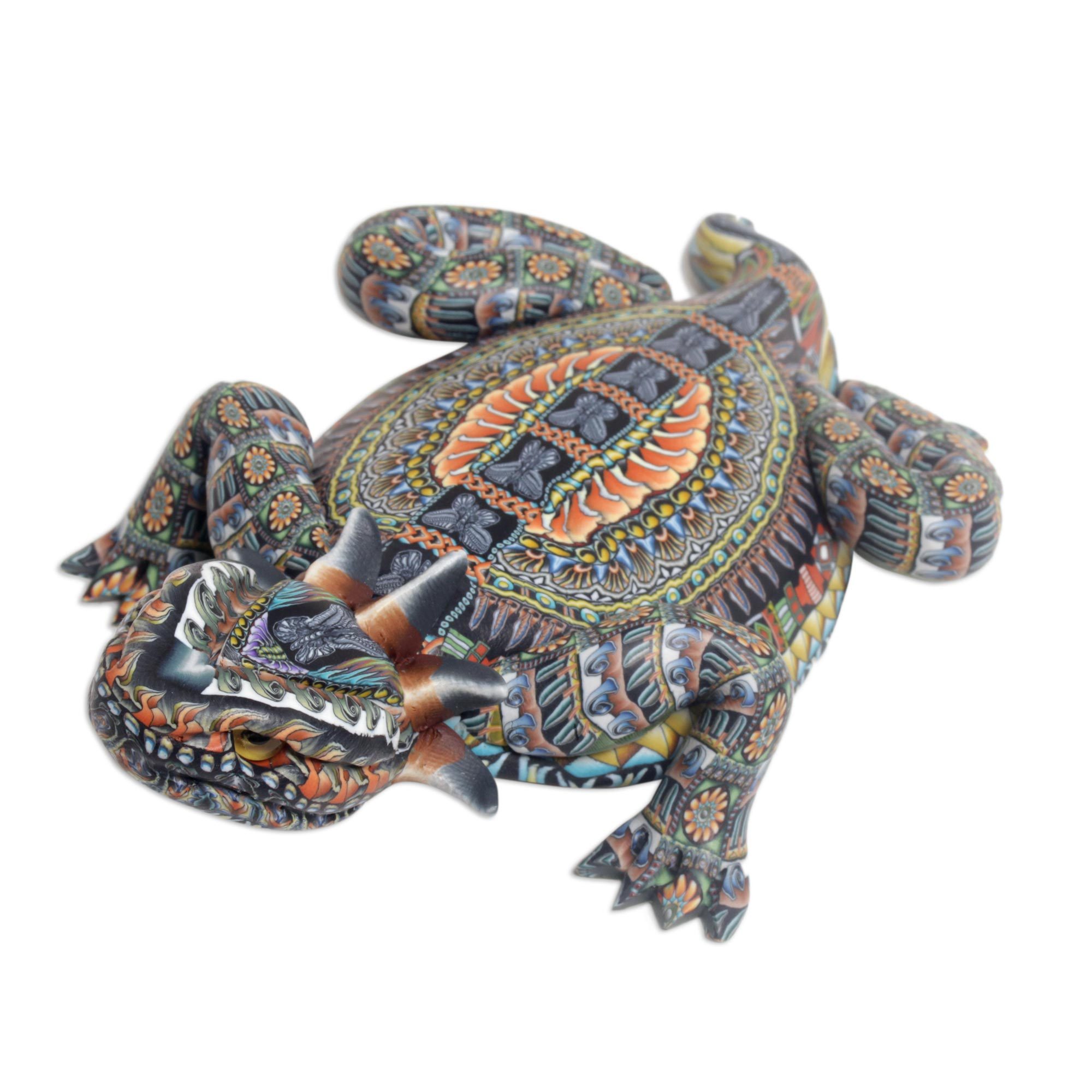 Handcrafted Polymer Clay Lizard Sculpture (6 Inch) Horned Lizard NOVICA