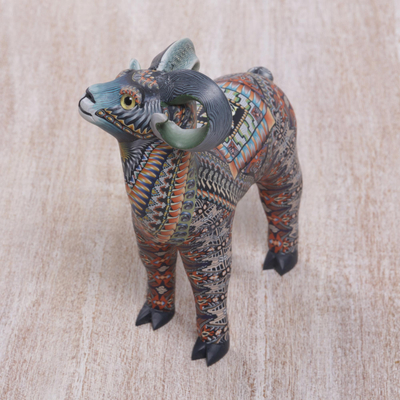Polymer clay sculpture, 'Vibrant Ram' (4.7 inch) - Colorful Polymer Clay Ram Sculpture (4.7 Inch) from Bali