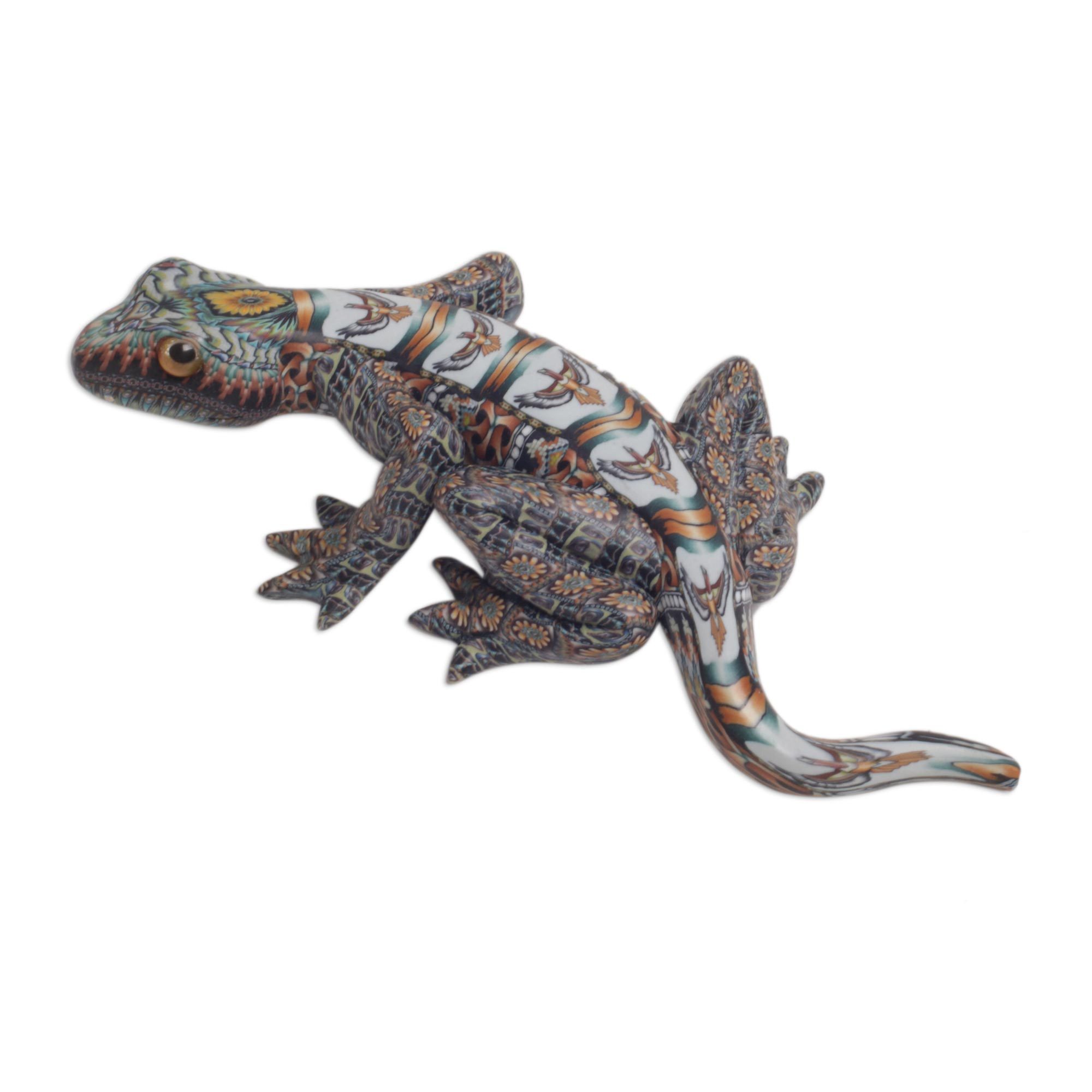 Handmade Polymer Clay Lizard Sculpture (4.3 Inch) Vibrant Lizard NOVICA