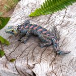 Polymer clay sculpture, 'Vibrant Lizard' (6 inch) - Handmade Polymer Clay Lizard Sculpture (6 Inch) from Bali