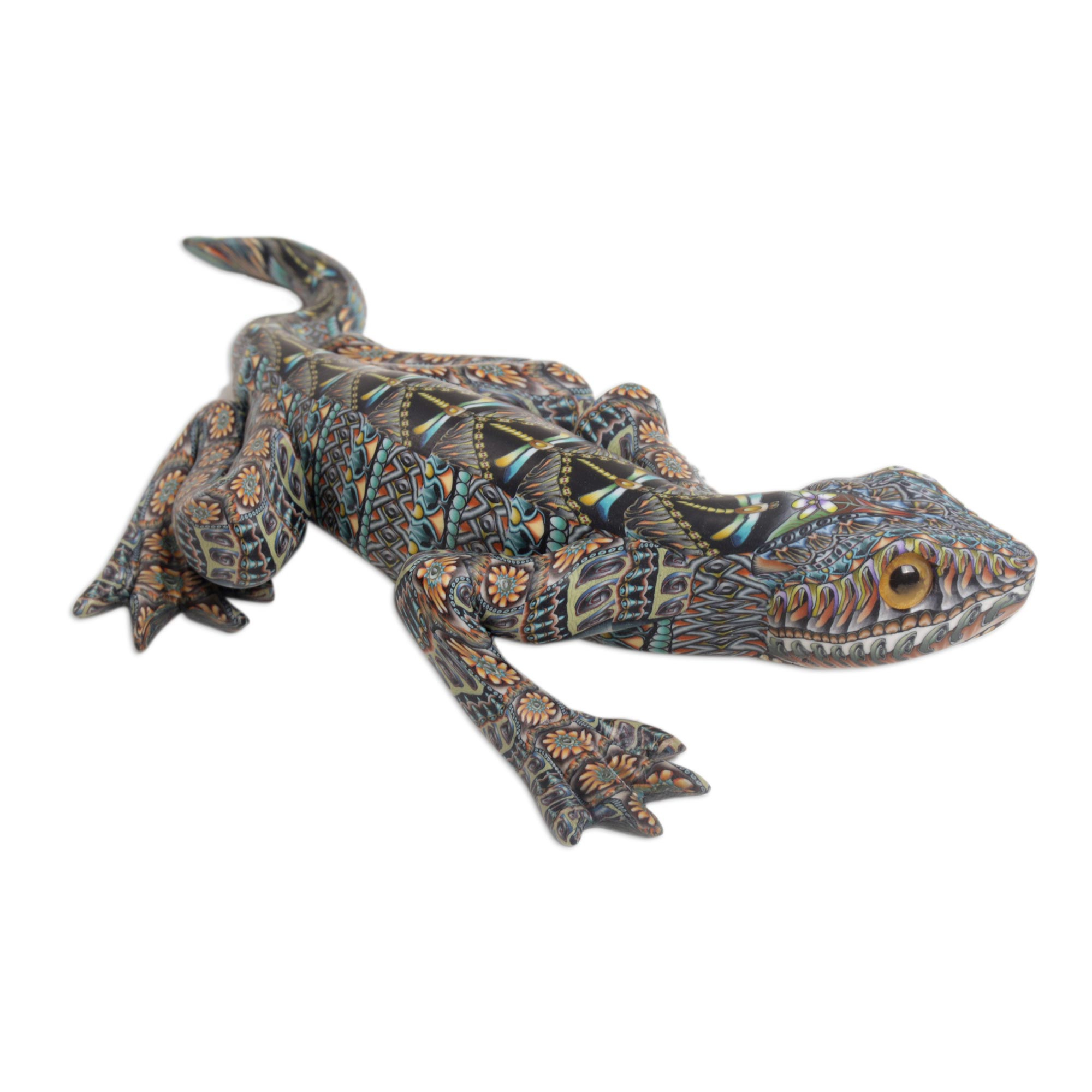 Handmade Polymer Clay Lizard Sculpture (6 Inch) from Bali - Vibrant ...