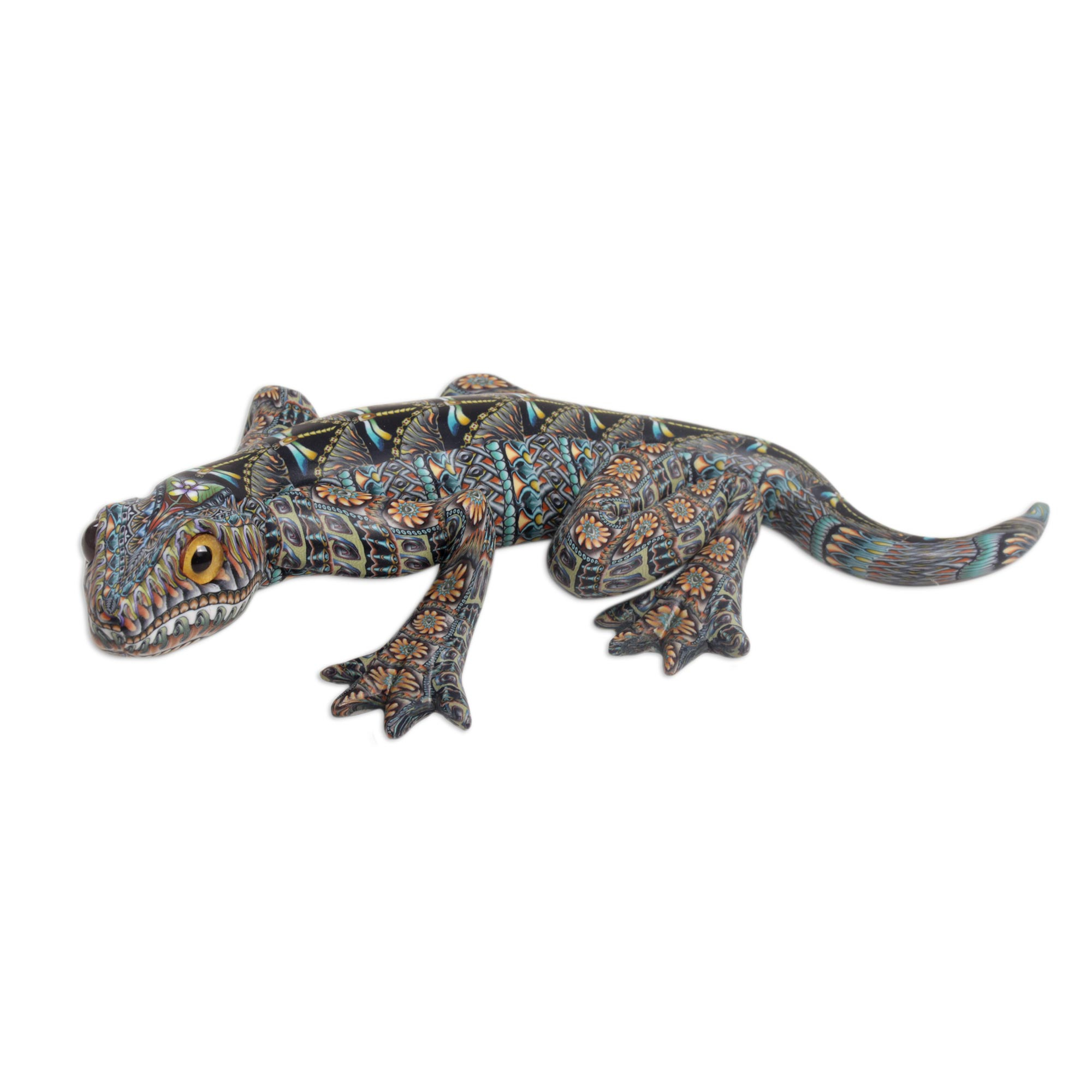 Handmade Polymer Clay Lizard Sculpture (6 Inch) from Bali - Vibrant ...