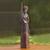 Wood statuette, 'Didgeridoo Woman' - Rustic Wood Statuette of Woman with Didgeridoo thumbail