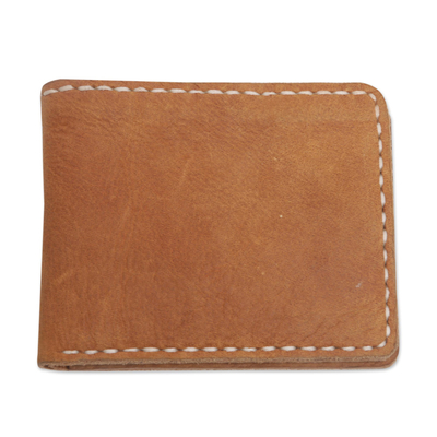 Leather Bi-fold Mens Wallet Brown #1256CF 
