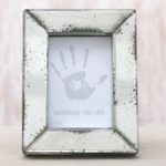 Glass photo frame, 'Kaliurang Memories' (4x6) - Rustic Mirrored Glass Photo Frame (4x6) from Bali