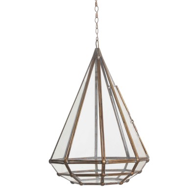 Glass and brass hanging terrarium, 'Taman Keraton' - Handmade Javanese Glass and Brass Hanging Plant Terrarium