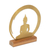 Brass sculpture, 'Sitting Buddha Dome' - Brass and Teak Wood Silhouette Sculpture of Buddha