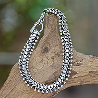 Sterling silver link bracelet, 'Centipede Crawl'