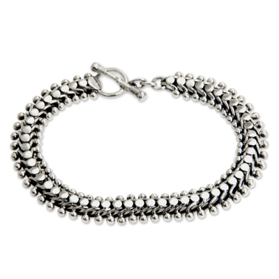 Silver Stainless Steel Centipede Chain Link Men's Bracelet 