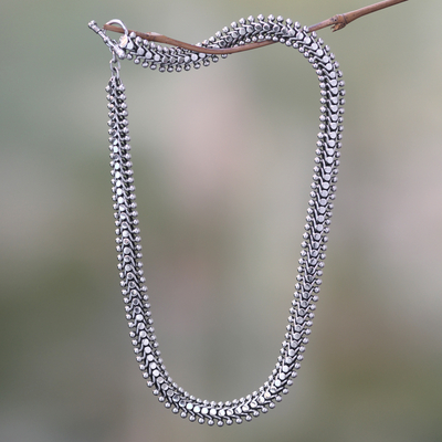 Sterling silver chain necklace, Centipede Crawl