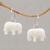 Bone dangle earrings, 'White Elephant' - Sleek Cow Bone Carved Elephant Earrings with Silver Hooks thumbail