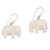 Bone dangle earrings, 'White Elephant' - Sleek Cow Bone Carved Elephant Earrings with Silver Hooks thumbail