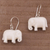 Bone dangle earrings, 'White Elephant' - Sleek Cow Bone Carved Elephant Earrings with Silver Hooks (image 2c) thumbail