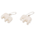 Bone dangle earrings, 'White Elephant' - Sleek Cow Bone Carved Elephant Earrings with Silver Hooks