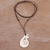 Bone pendant necklace, 'Wavy Hook' - Handcrafted Swirl Motif Bone Pendant Necklace from Bali (image 2b) thumbail