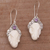 Amethyst and bone dangle earrings, 'Elephant Grandeur' - Amethyst Elephant Dangle Earrings with Carved Bone (image 2b) thumbail