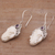 Amethyst and bone dangle earrings, 'Elephant Grandeur' - Amethyst Elephant Dangle Earrings with Carved Bone (image 2c) thumbail