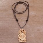 Bone pendant necklace, 'Octopus Refuge' - Handcrafted Bone Octopus Pendant Necklace from Bali