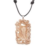 Bone pendant necklace, 'Octopus Refuge' - Handcrafted Bone Octopus Pendant Necklace from Bali
